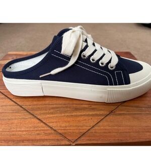 Jenn Ardor Women Navy Blue Canvas Mule Sneakers Size 8 NWOT